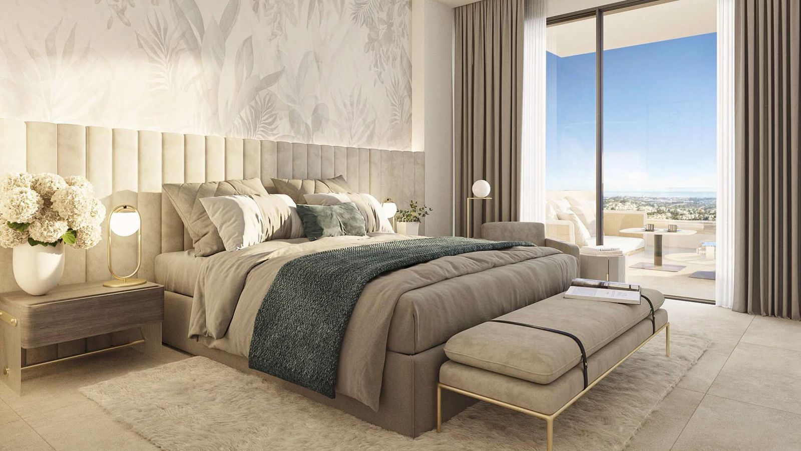 Lyxigt sovrum med balkong och fantastisk havsutsikt